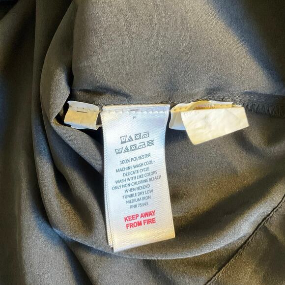 Jason Wu Black Pajama Set Women’s L Short Sleeve Button Top Pants White Piping - Picture 6 of 12